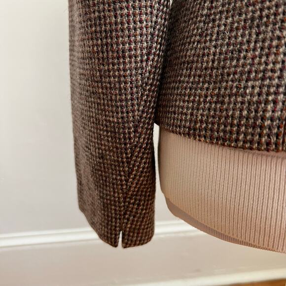 Vintage 50s Brown Wool Tweed Bespoke Blazer Large Quiet Luxury Academia - Picture 10 of 14